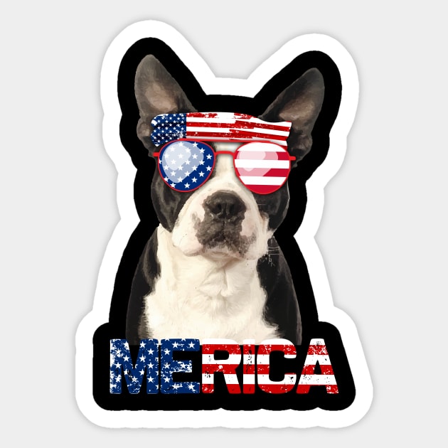 Merica Boston Terriers Dog American Flag 4Th Of July Sticker by jrgenbode